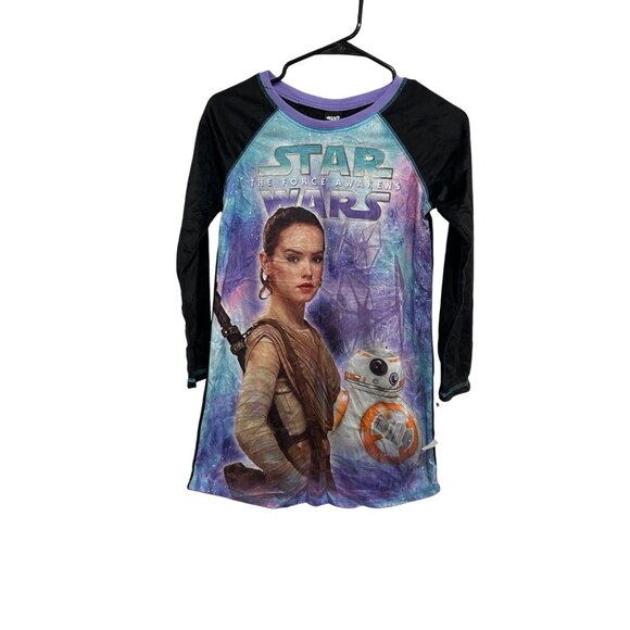 Star Wars The Force Awakens NWT Rey and BB8 Girls Long Sleeve Nightgown SZ Large - Picture 1 of 10